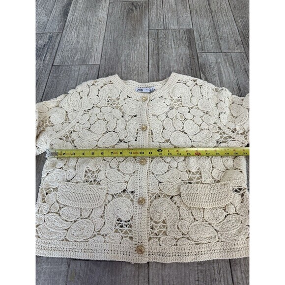 ZARA KNIT MACRAMÉ CARDIGAN - Picture 8 of 9